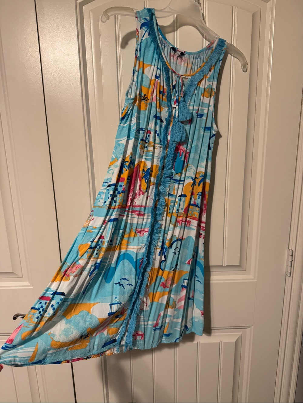 crown & ivy Light Blue, Pink & White Tie-Dye Tank Dress